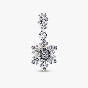 Pandora • Opalescent Snowflake Double Dangle Charm